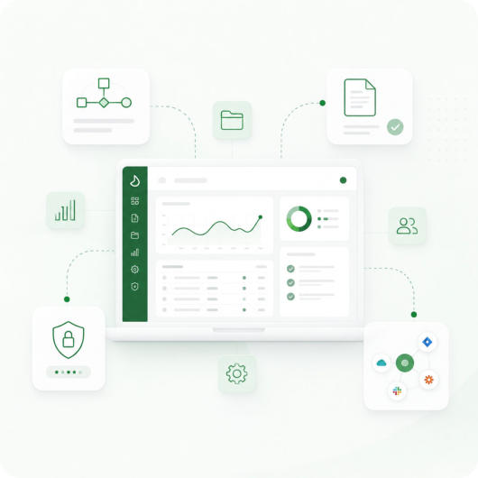Interact dashboard connected with processes, documents, and people