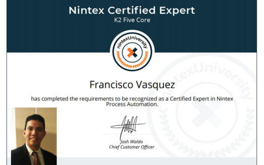 Francisco Vasquez's K2 Nintex certificate
